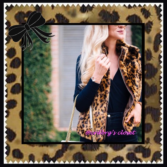 NWT, J.Crew Leopard Faux-Fur Vest - Picture 4 of 7